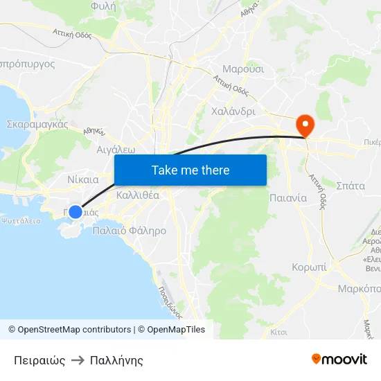 Πειραιώς to Παλλήνης map