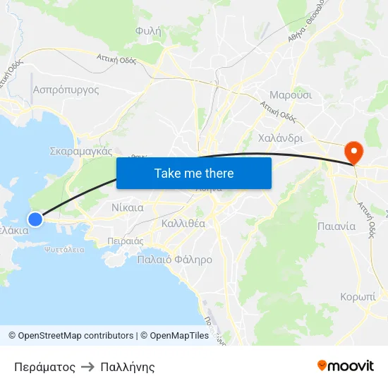 Περάματος to Παλλήνης map