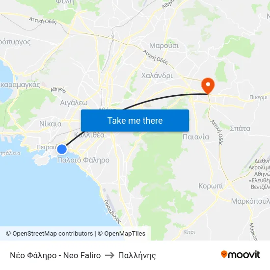 Νέο Φάληρο - Neo Faliro to Παλλήνης map