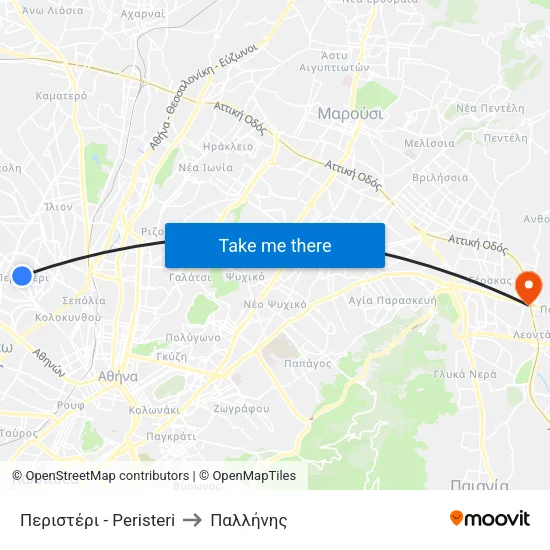 Περιστέρι - Peristeri to Παλλήνης map