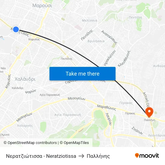 Νερατζιώτισσα - Neratziotissa to Παλλήνης map