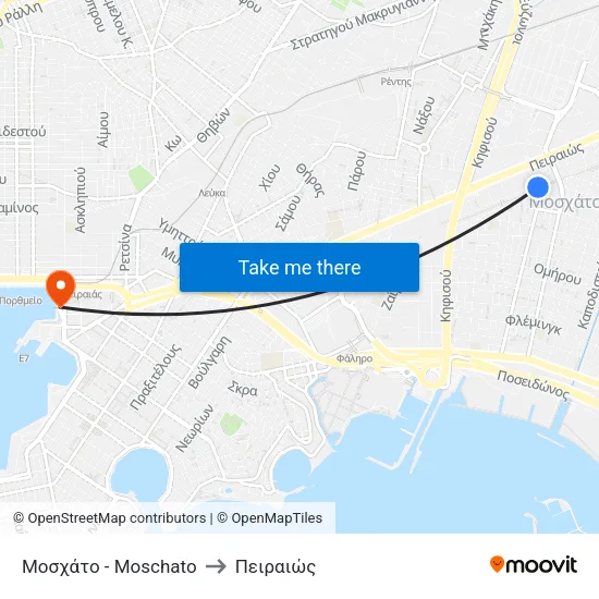 Μοσχάτο - Moschato to Πειραιώς map