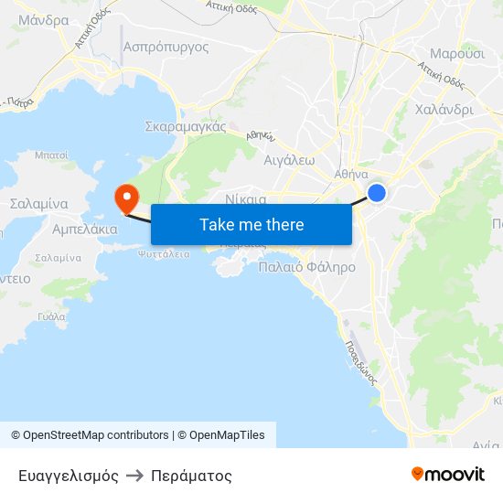 Ευαγγελισμός to Περάματος map