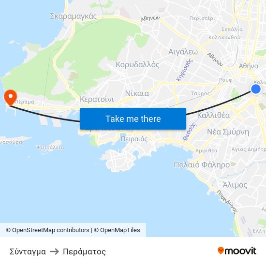 Σύνταγμα to Περάματος map