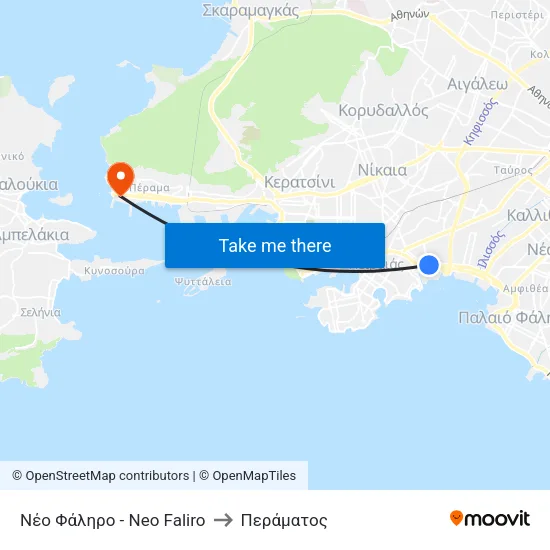 Νέο Φάληρο - Neo Faliro to Περάματος map