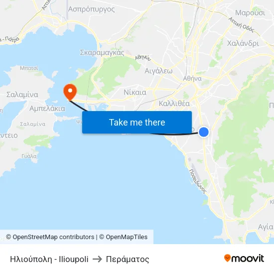 Ηλιούπολη - Ilioupoli to Περάματος map