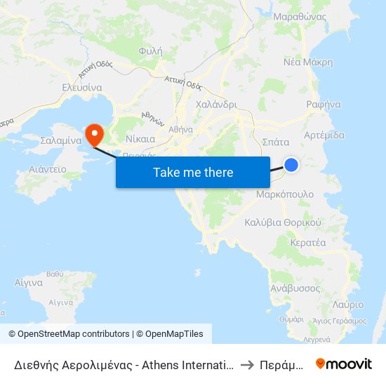 Διεθνής Αερολιμένας - Athens International Airport to Περάματος map