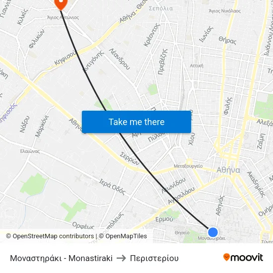 Μοναστηράκι - Monastiraki to Περιστερίου map