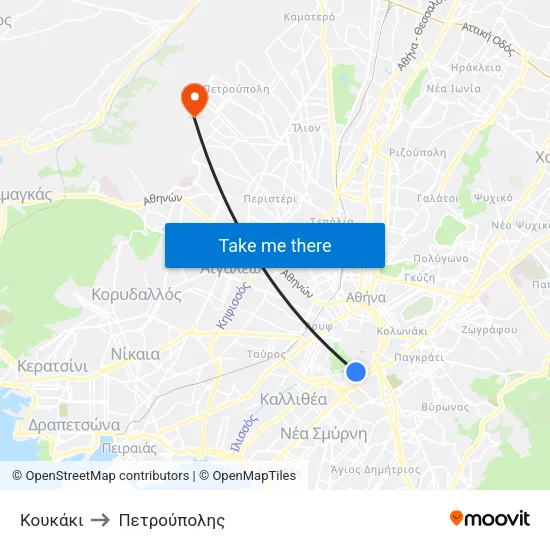 Κουκάκι to Πετρούπολης map