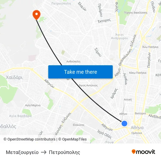 Μεταξουργείο to Πετρούπολης map