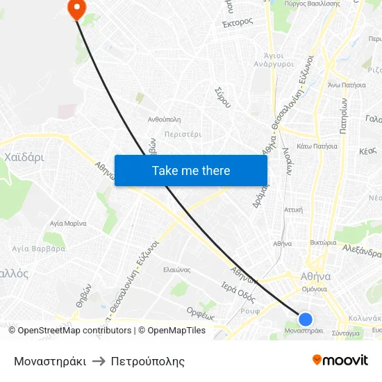 Μοναστηράκι to Πετρούπολης map