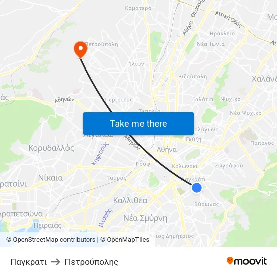 Παγκρατι to Πετρούπολης map