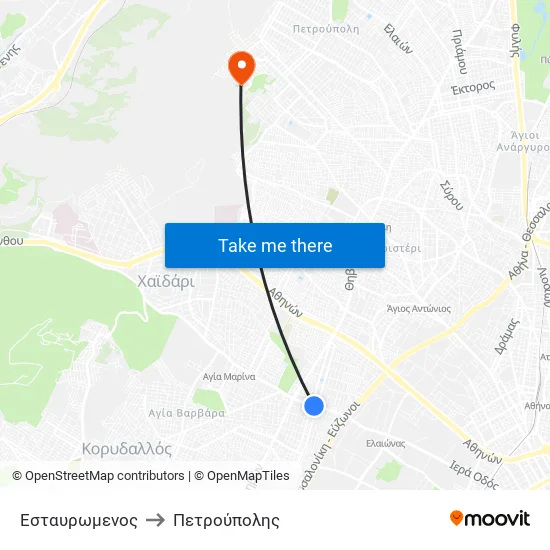 Εσταυρωμενος to Πετρούπολης map