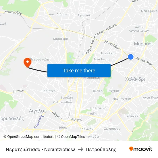 Νερατζιώτισσα - Nerantziotissa to Πετρούπολης map