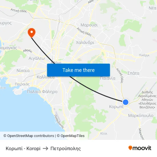 Κορωπί - Koropi to Πετρούπολης map