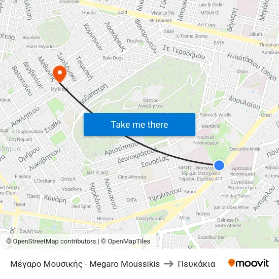 Μέγαρο Μουσικής - Megaro Moussikis to Πευκάκια map