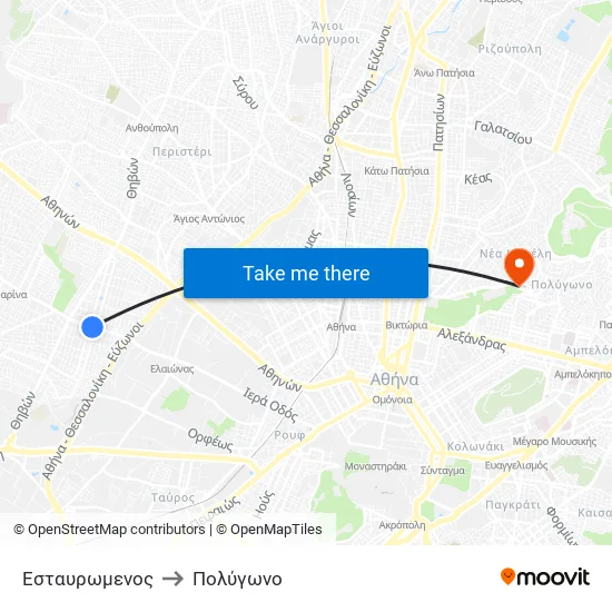 Εσταυρωμενος to Πολύγωνο map