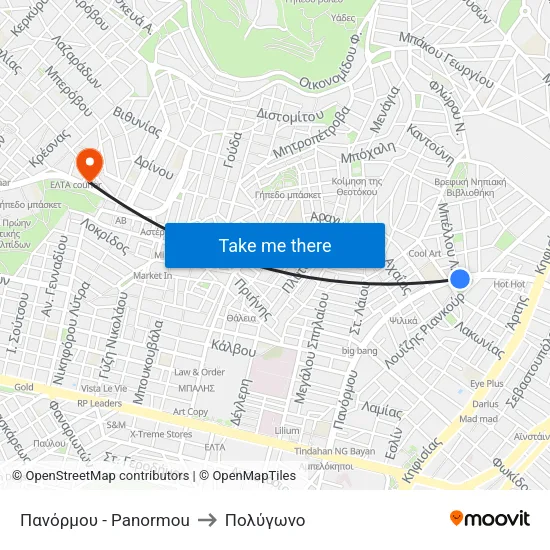 Πανόρμου - Panormou to Πολύγωνο map