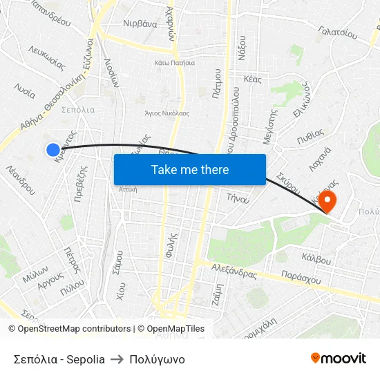 Σεπόλια - Sepolia to Πολύγωνο map