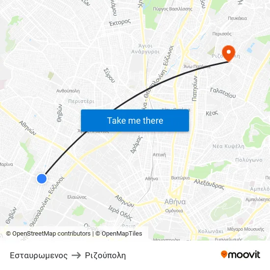 Εσταυρωμενος to Ριζούπολη map