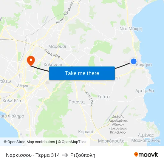 Ναρκισσου - Τερμα 314 to Ριζούπολη map
