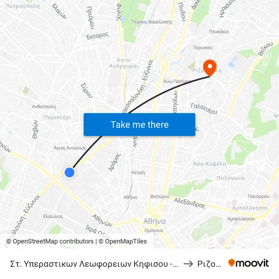 Στ. Υπεραστικων Λεωφορειων Κηφισου - Kifisos Intercity Bus Station to Ριζούπολη map