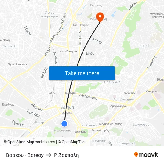 Βορεου - Boreoy to Ριζούπολη map