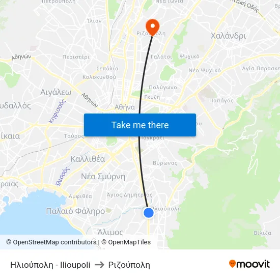 Ηλιούπολη - Ilioupoli to Ριζούπολη map