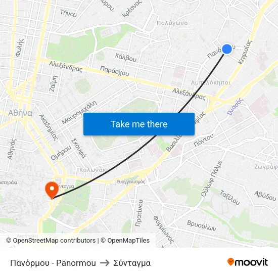 Πανόρμου - Panormou to Σύνταγμα map