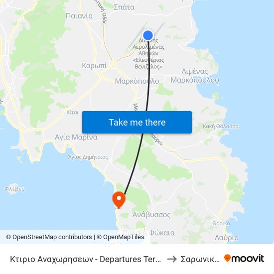 Κτιριο Αναχωρησεων - Departures Terminal to Σαρωνικού map