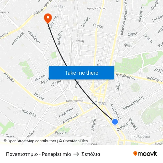 Πανεπιστήμιο - Panepistimio to Σεπόλια map