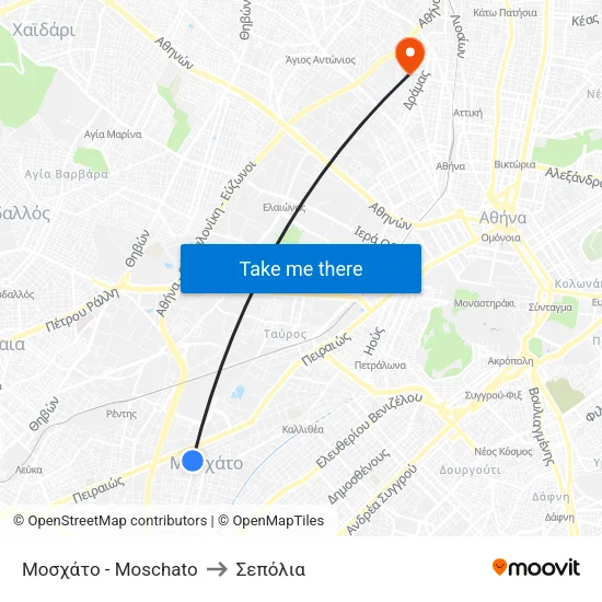 Μοσχάτο - Moschato to Σεπόλια map