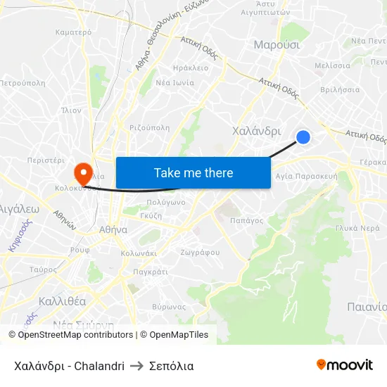Χαλάνδρι - Chalandri to Σεπόλια map