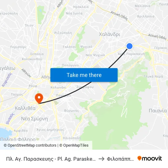 Πλ. Αγ. Παρασκευης - Pl. Ag. Paraskeyhs to Φιλοπάππου map