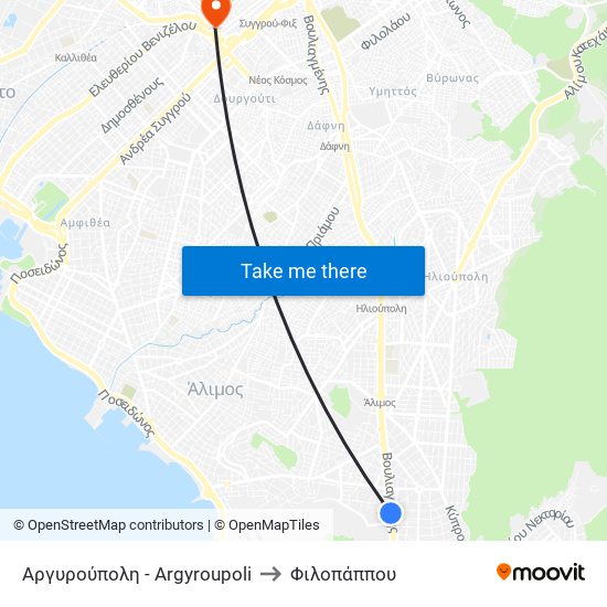 Αργυρούπολη - Argyroupoli to Φιλοπάππου map