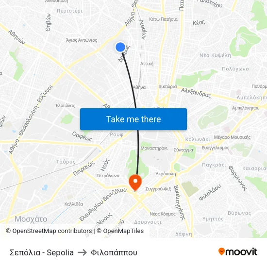 Σεπόλια - Sepolia to Φιλοπάππου map