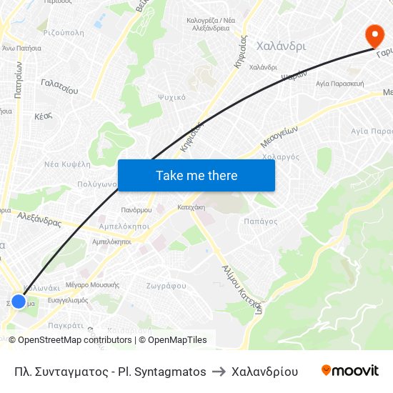 Πλ. Συνταγματος - Pl. Syntagmatos to Χαλανδρίου map
