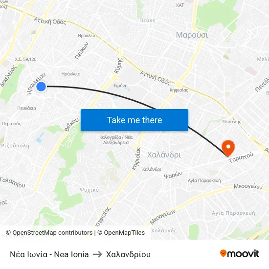 Νέα Ιωνία - Nea Ionia to Χαλανδρίου map