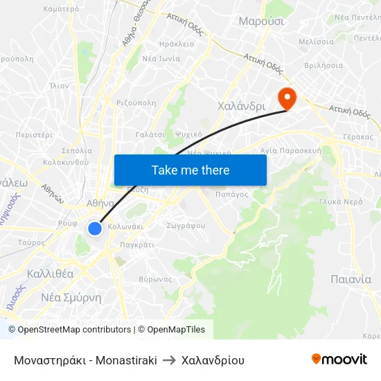 Μοναστηράκι - Monastiraki to Χαλανδρίου map