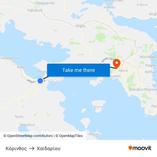 Κόρινθος to Χαϊδαρίου map