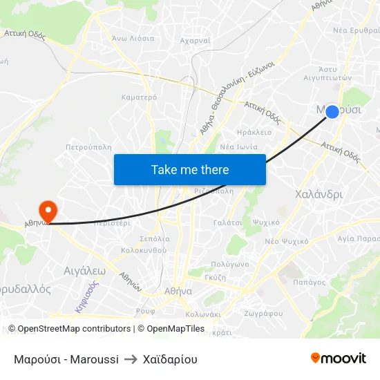 Μαρούσι - Maroussi to Χαϊδαρίου map
