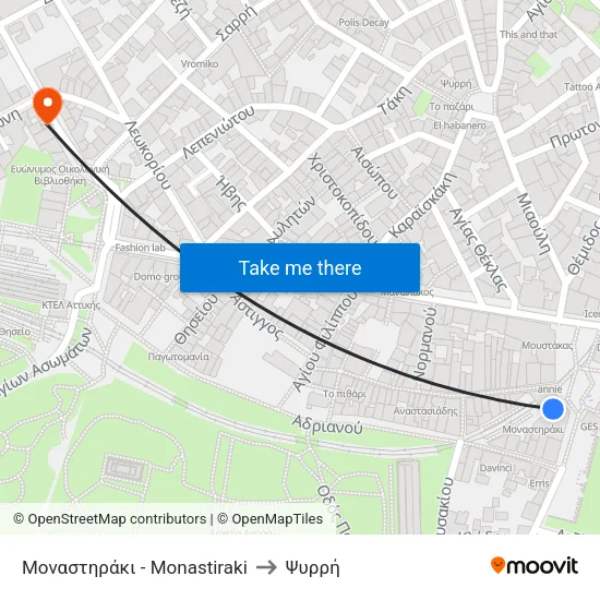 Μοναστηράκι - Monastiraki to Ψυρρή map