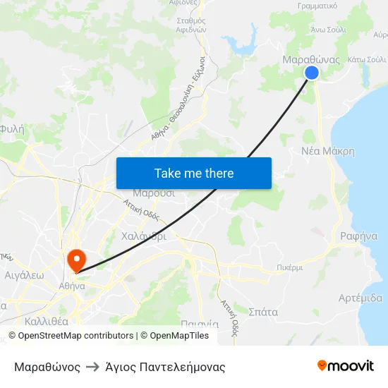 Μαραθώνος to Άγιος Παντελεήμονας map