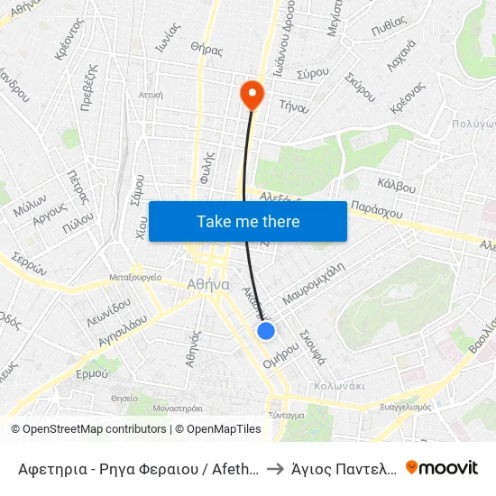 Αφετηρια - Ρηγα Φεραιου / Afethria - Rhga Feraioy to Άγιος Παντελεήμονας map