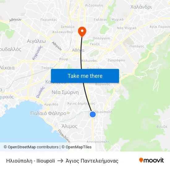 Ηλιούπολη - Ilioupoli to Άγιος Παντελεήμονας map
