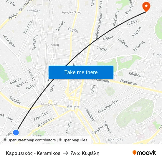 Κεραμεικός - Keramikos to Άνω Κυψέλη map