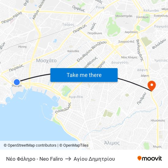 Νέο Φάληρο - Neo Faliro to Αγίου Δημητρίου map