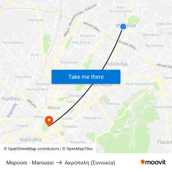 Μαρούσι - Maroussi to Ακρόπολη (Συνοικία) map