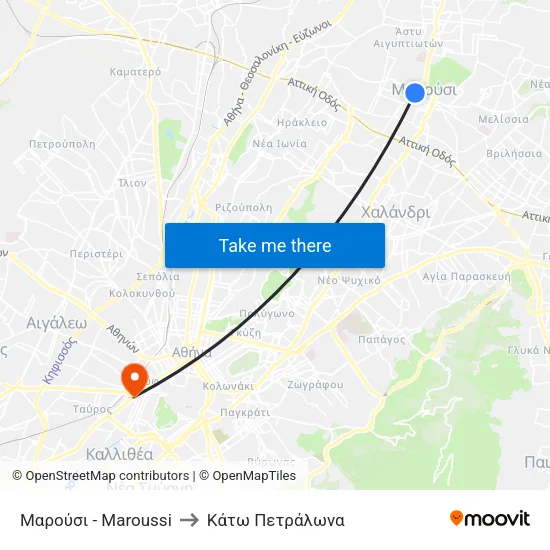 Μαρούσι - Maroussi to Κάτω Πετράλωνα map