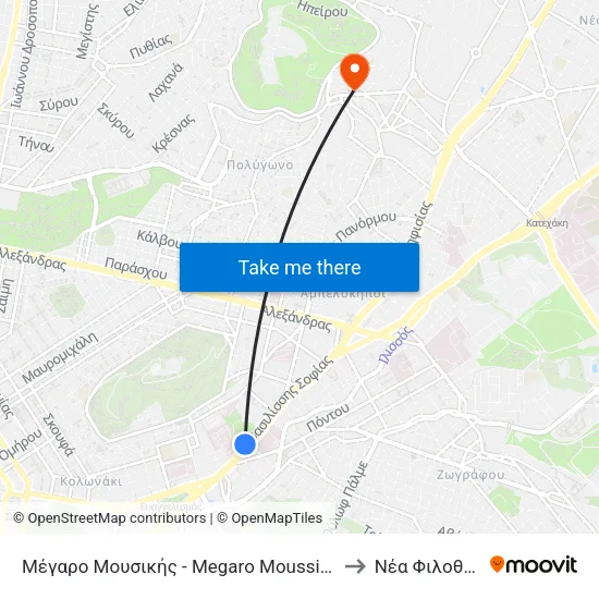 Μέγαρο Μουσικής - Megaro Moussikis to Νέα Φιλοθέη map